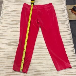 Alice + Olivia Hot Pink Velvet Ankle Pants